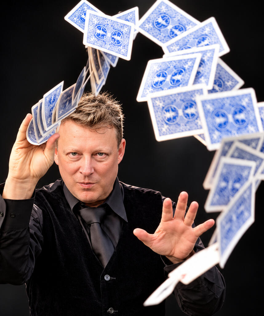 Christopher “Christo” Beck performing close-up card magic